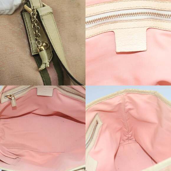 GUCCI GG Canvas Hand Bag Pink Cream Gold - Picture 11 of 12